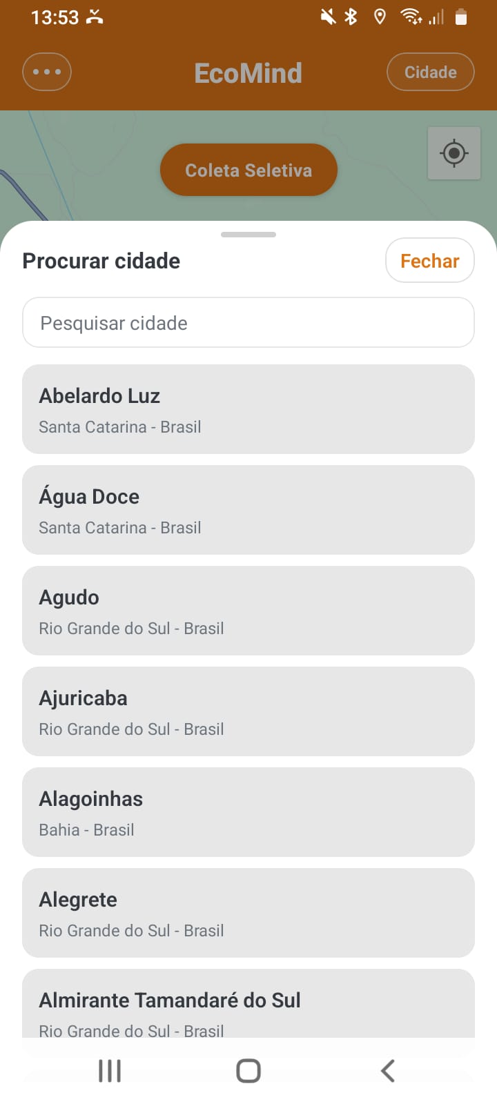 Filtro de cidades
